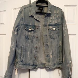 Forever 21 oversized distressed denim jacket